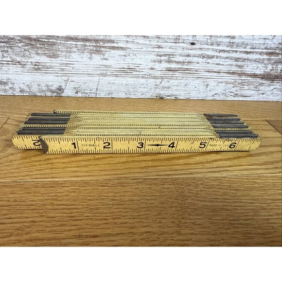 Oxwall Vintage Folding Ruler 6 Feet Made In USA Oiled Joints - Picture 1 of 5